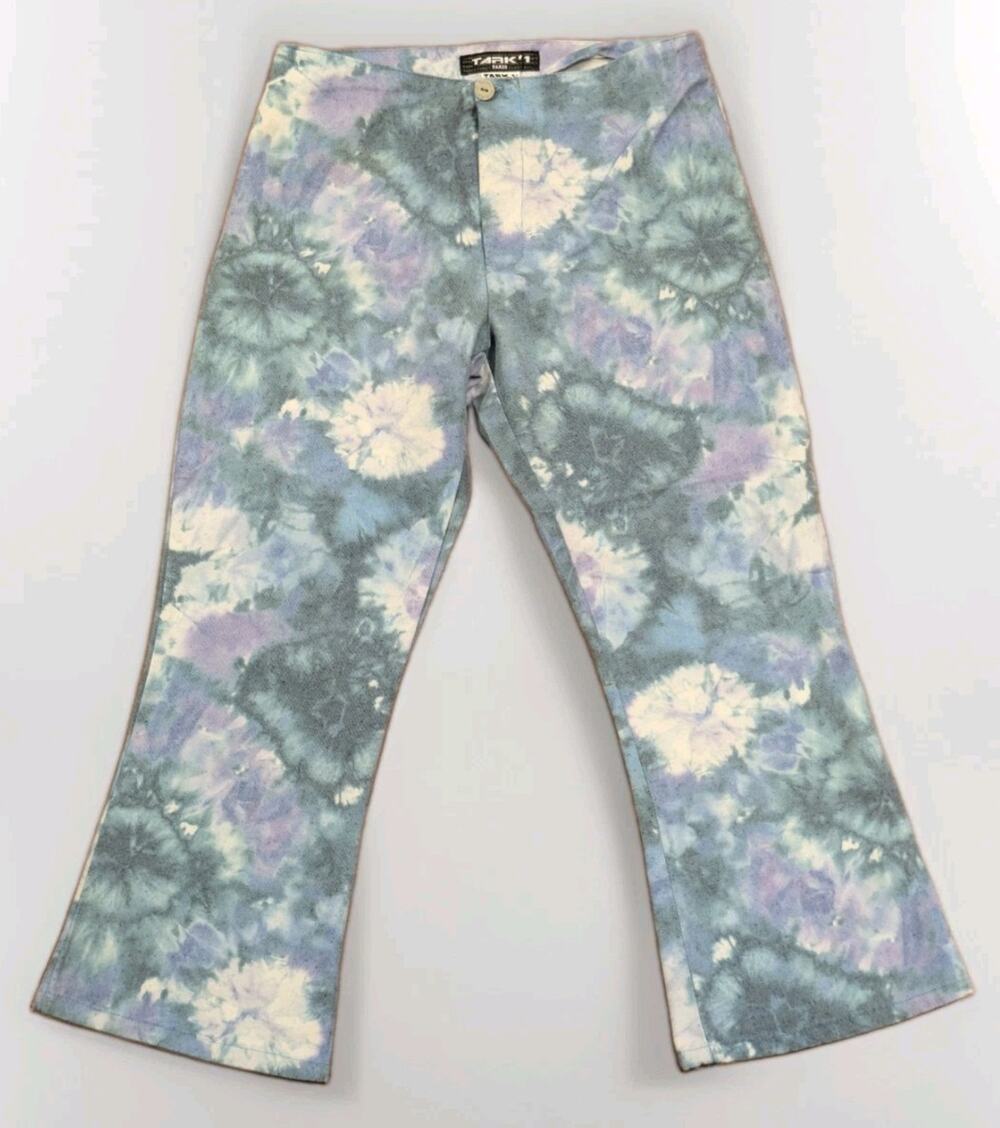 Tark'1 Paris Sz 2 Y2K Tie Dye Capri Flare Pants Avant Garde Made France RARE